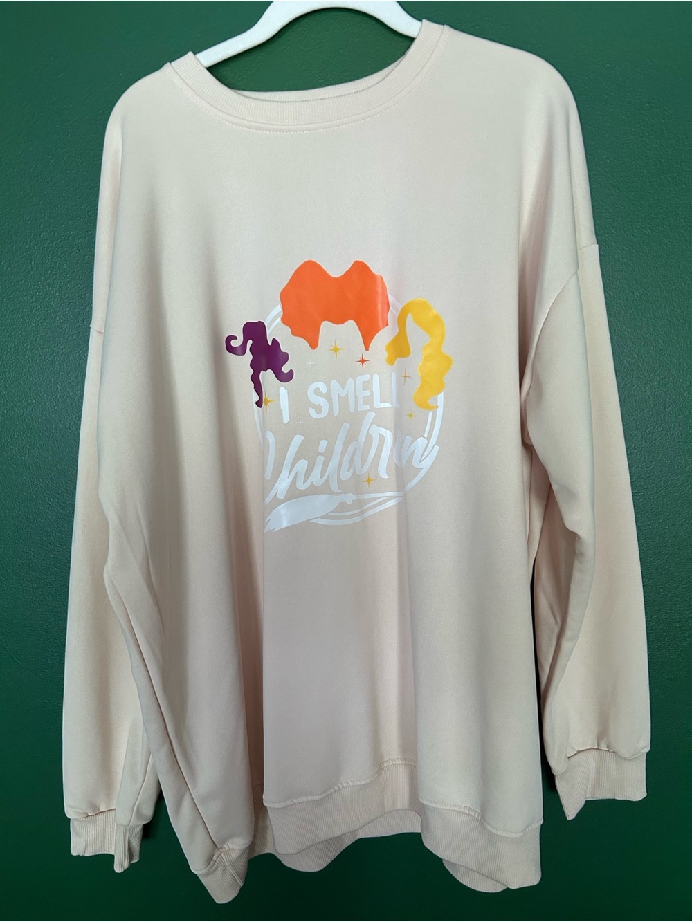 Graphic Crewneck Sweatshirt - I Smell Children - Cream